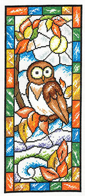 Stained Glass Autumn Owl