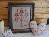 C.R. 1840 Sampler & Heart Pinkeep
