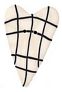 Plaid Heart Soft White/Black - 1" long